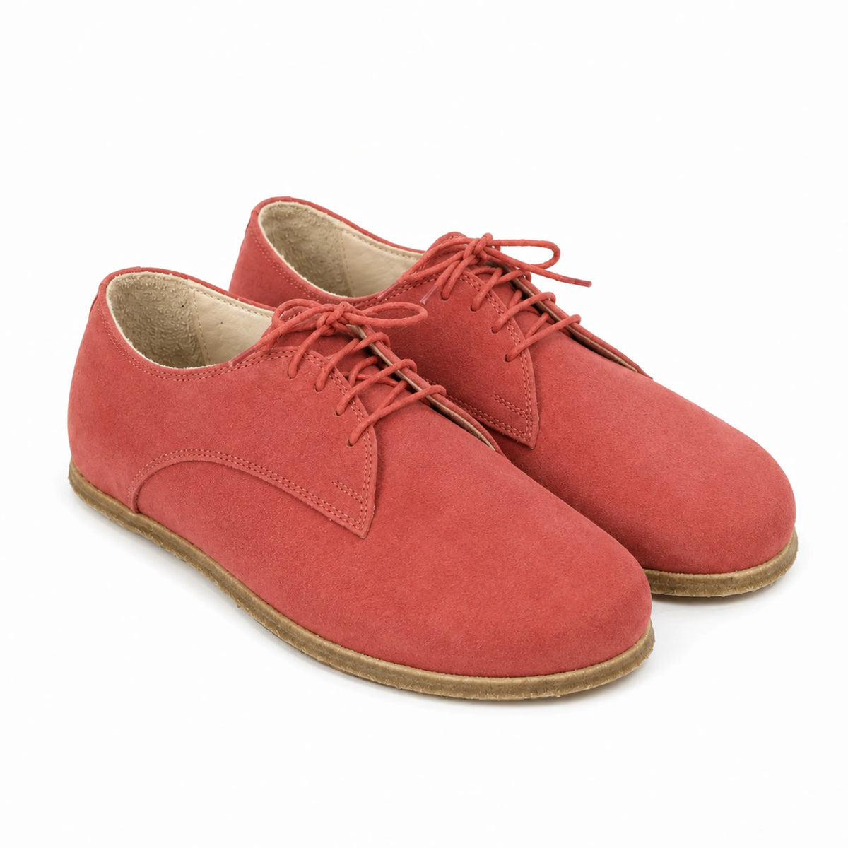 Suede Barefoot Oxford Shoes – Classic Sole — Leather Sole – Pink