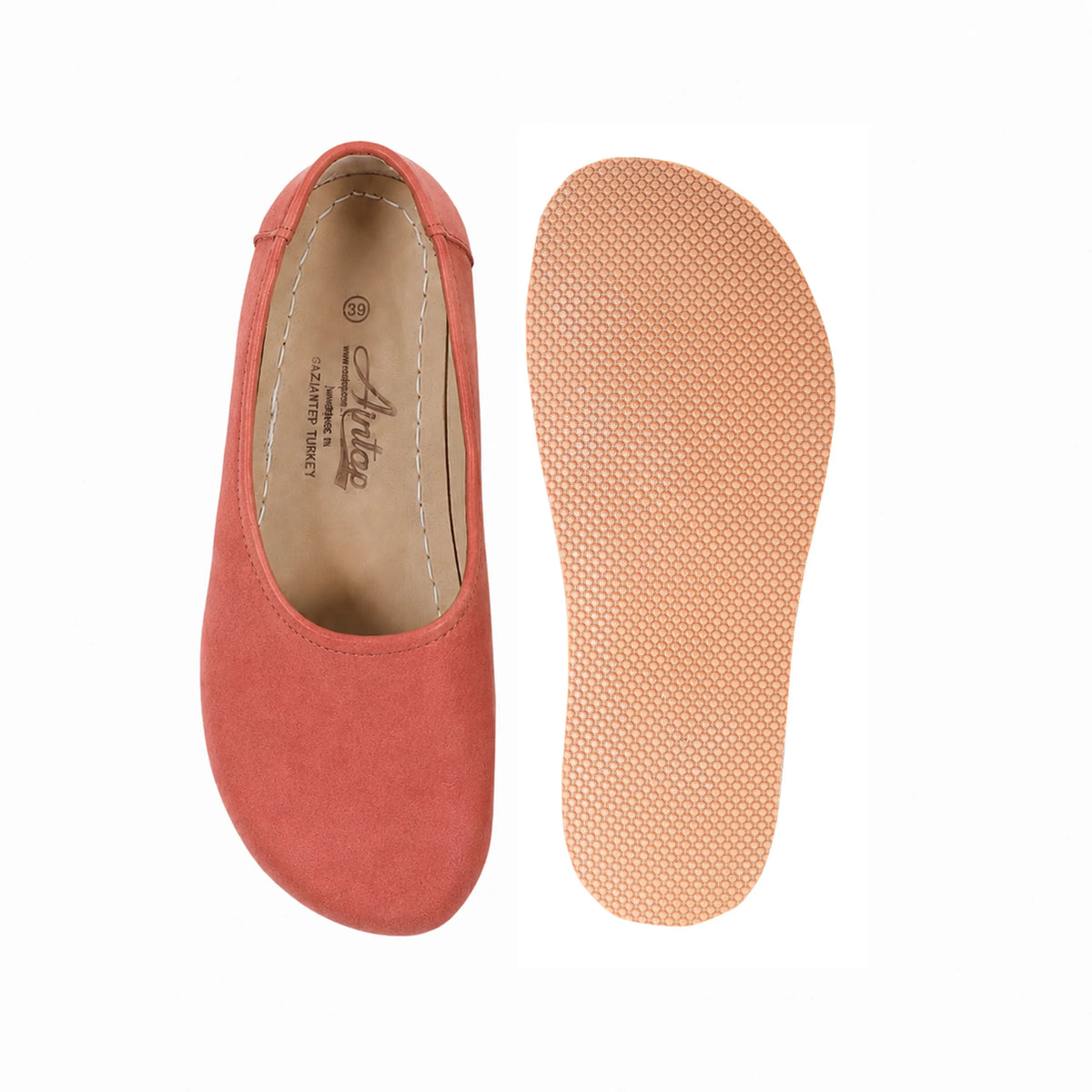 Suede Barefoot Ballet Shoes – Rubber Sole – Pink