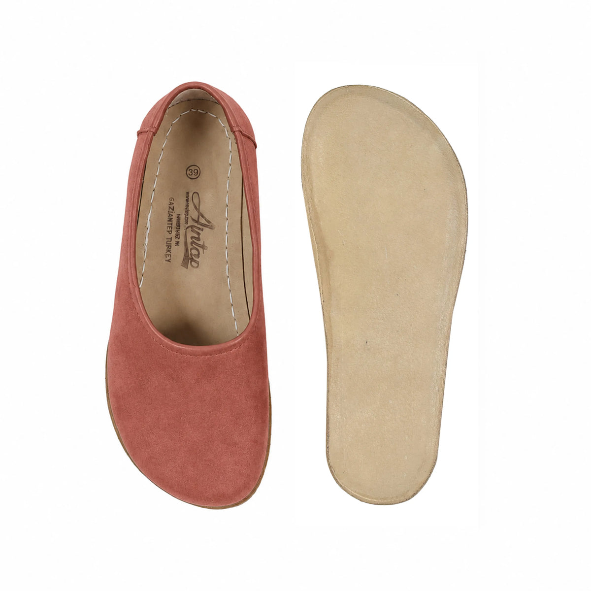 Suede Barefoot Ballet Shoes – Classic Sole — Leather Sole – Pink