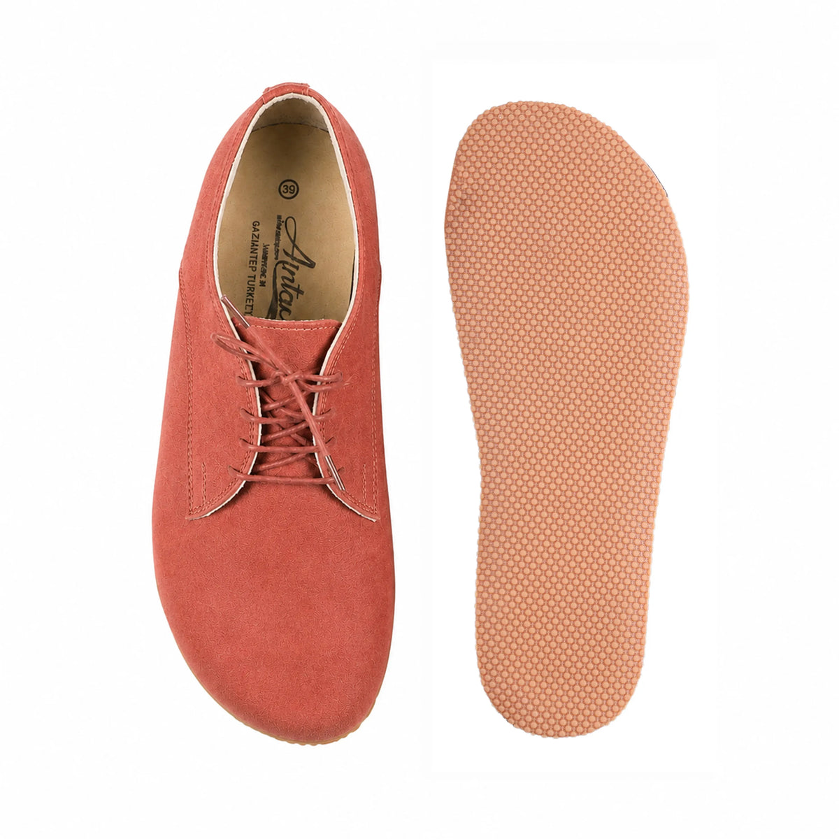 Suede Barefoot Oxford Shoes – Rubber Sole – Pink