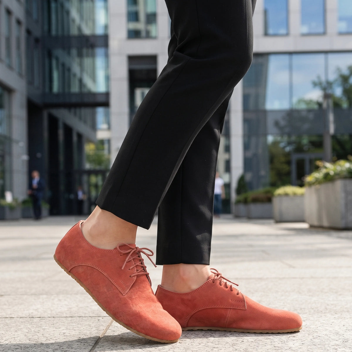 Suede Barefoot Oxford Shoes – Rubber Sole – Pink