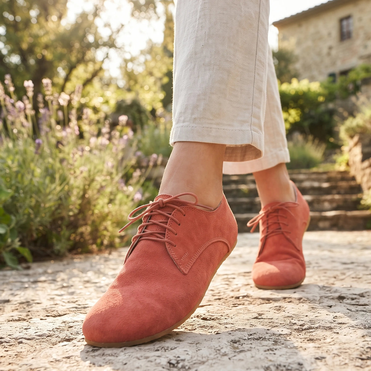 Suede Barefoot Oxford Shoes – Rubber Sole – Pink