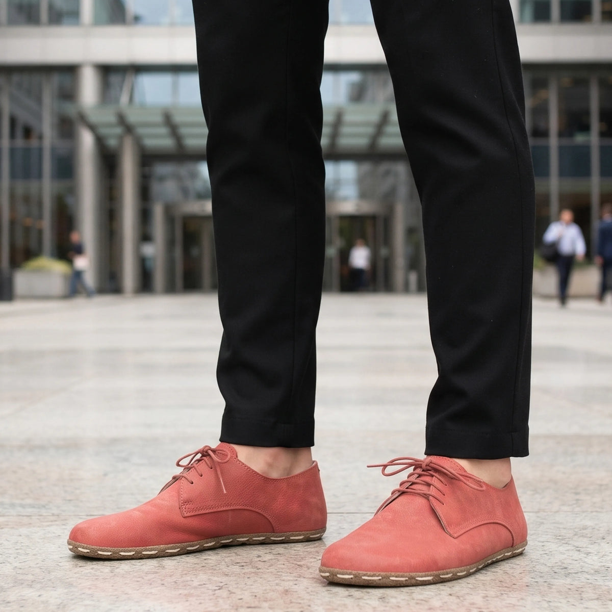 Suede Barefoot Oxford Shoes — Leather Sole – Pink