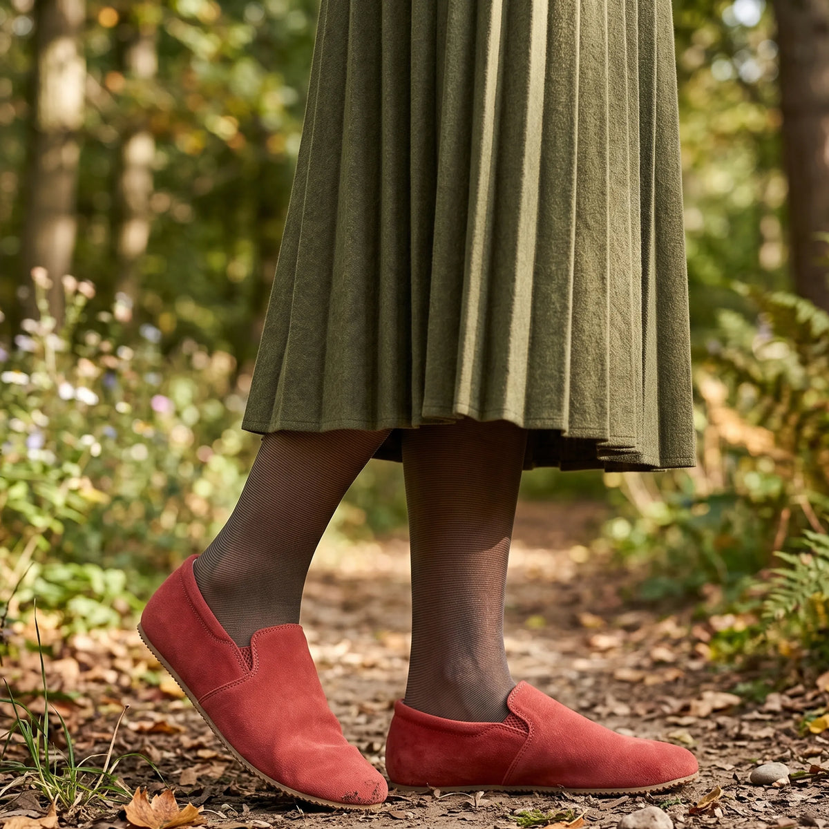 Suede Barefoot Slip-On Shoes – Rubber Sole – Pink