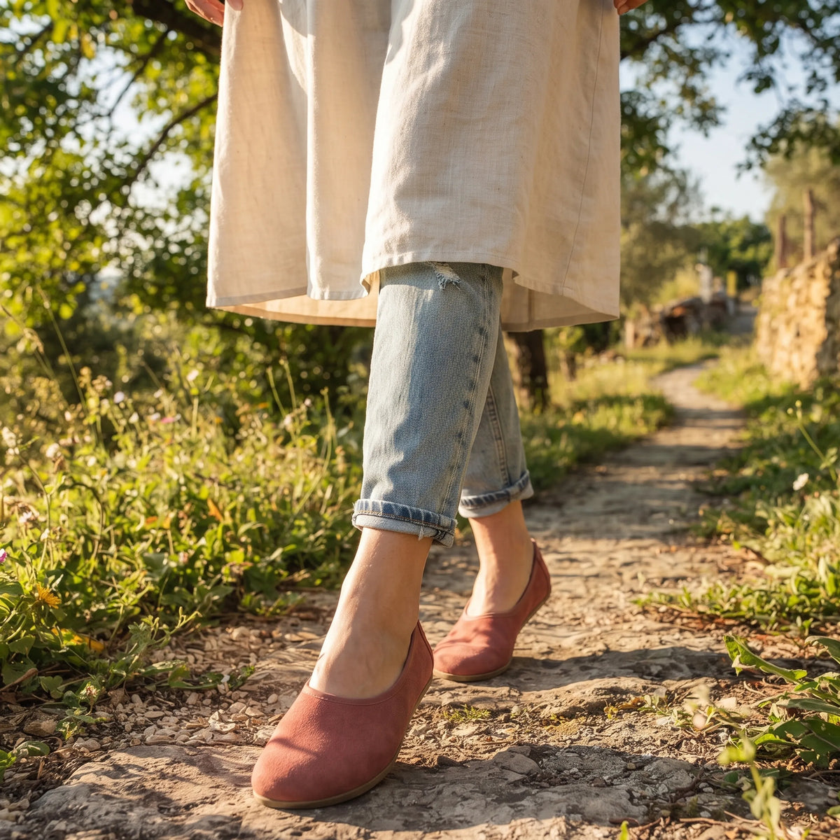 Suede Barefoot Ballet Shoes – Classic Sole — Leather Sole – Pink