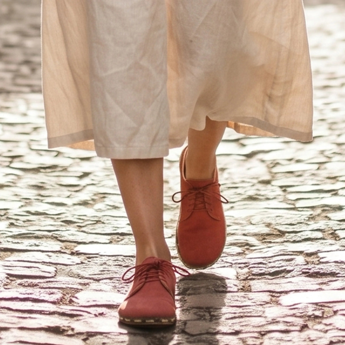 Suede Barefoot Oxford Shoes — Leather Sole – Pink
