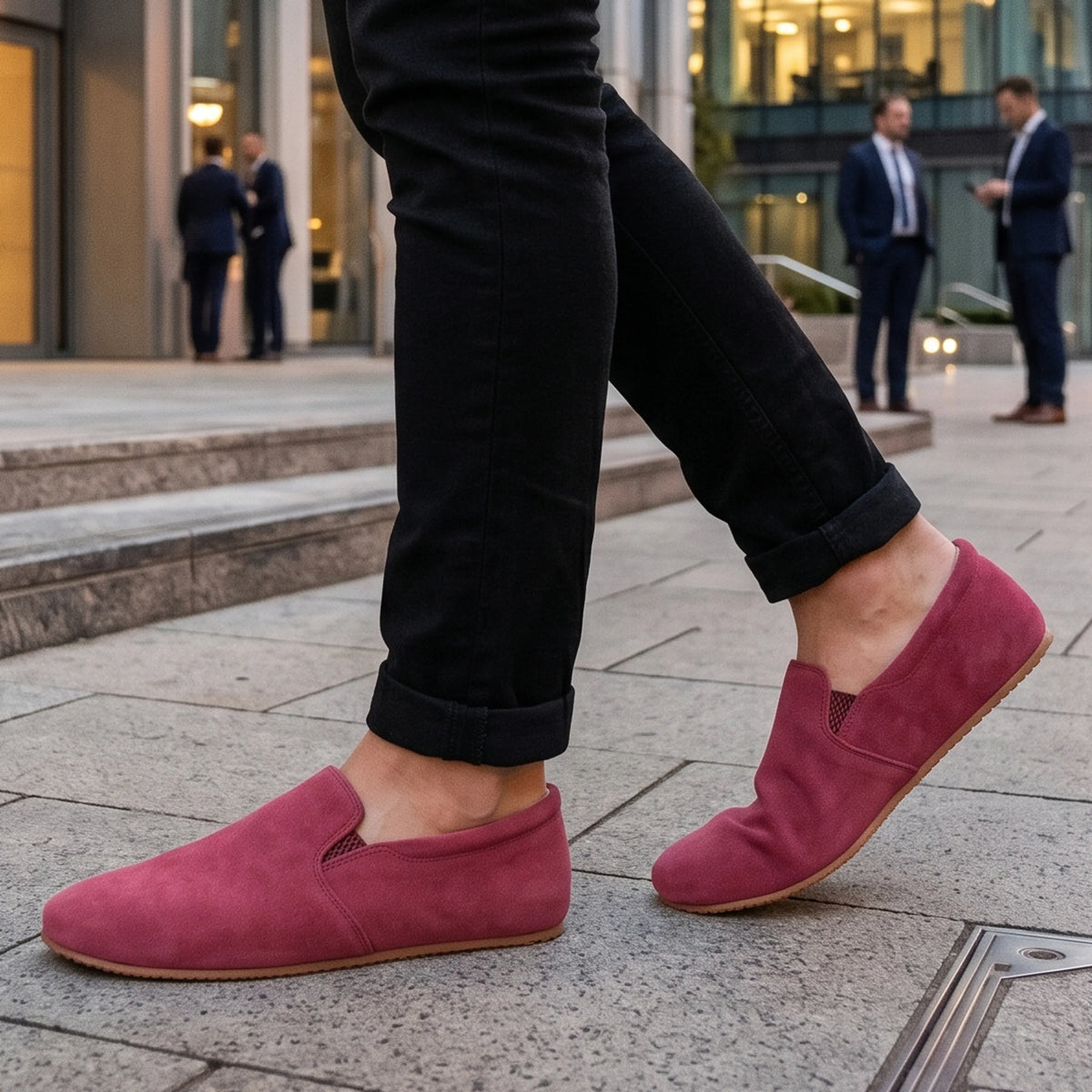 Suede Barefoot Slip-On Shoes – Rubber Sole – Candy Pink