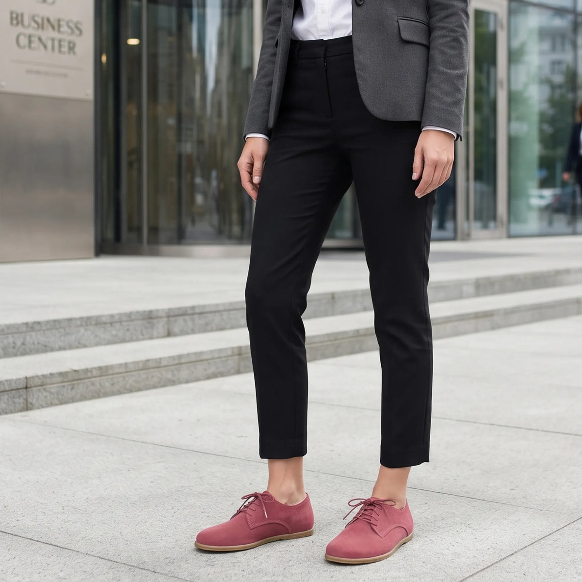 Suede Barefoot Oxford Shoes – Classic Sole — Leather Sole – Candy Pink