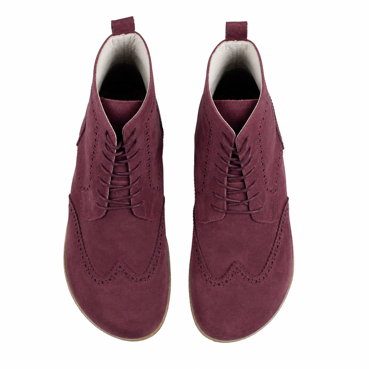 Nubuck Barefoot Moccasin Boots Shoes – Classic Sole — Leather Sole – Burgundy