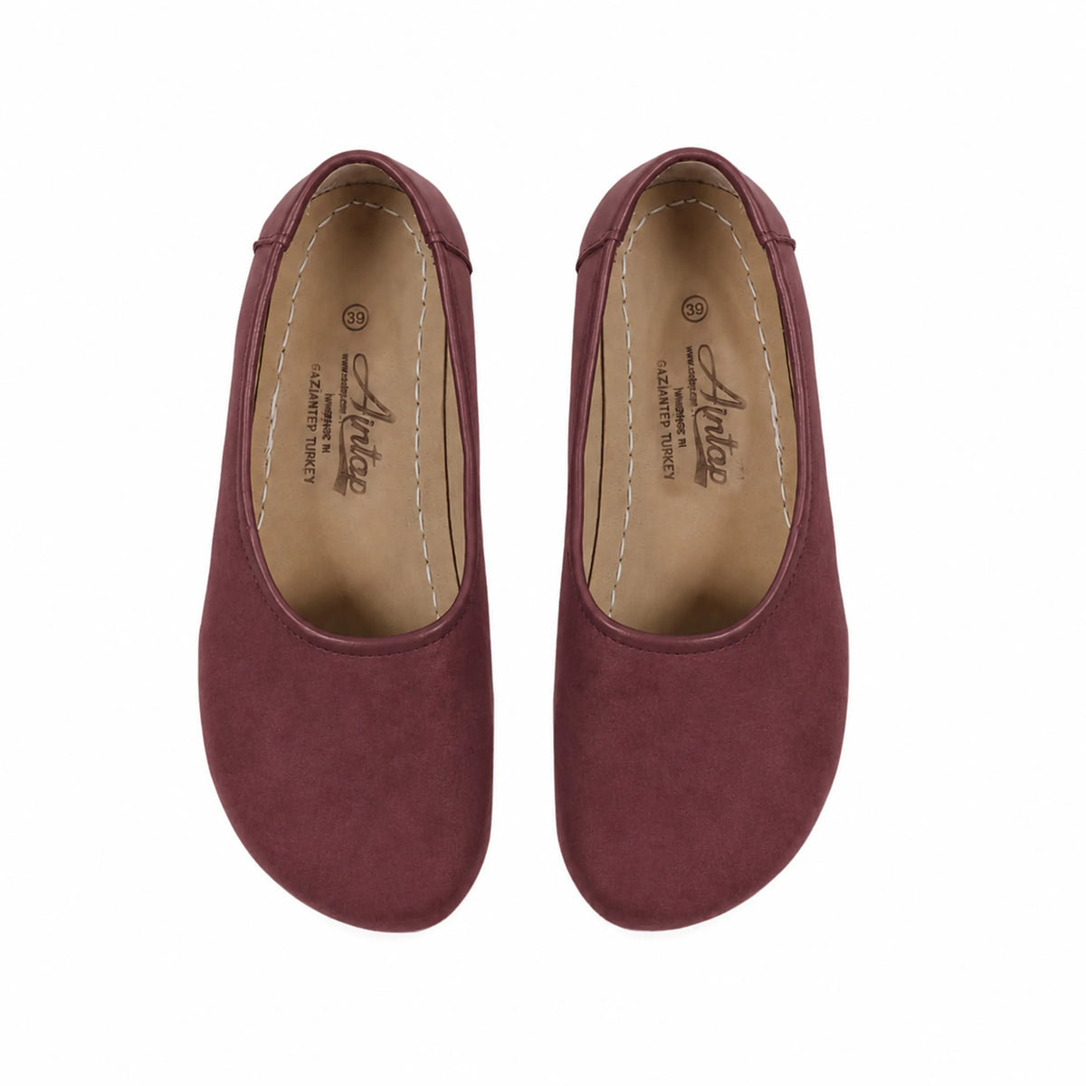 Nubuck Barefoot Ballet Shoes – Rubber Sole – Burgundy