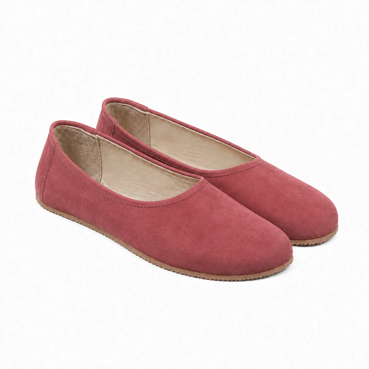 Suede Barefoot Ballet Shoes – Rubber Sole – Candy Pink