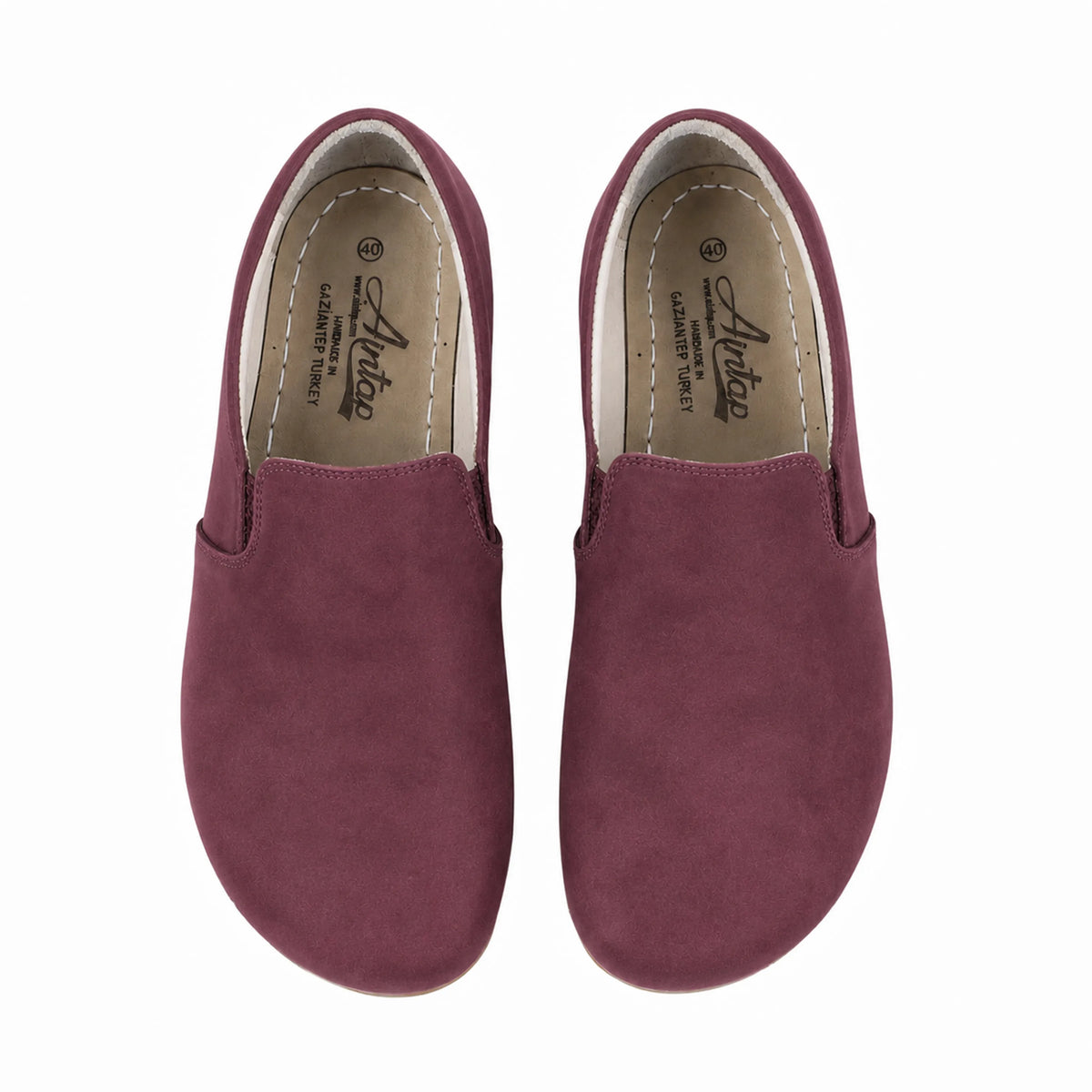 Nubuck Barefoot Slip-On Shoes – Rubber Sole – Burgundy