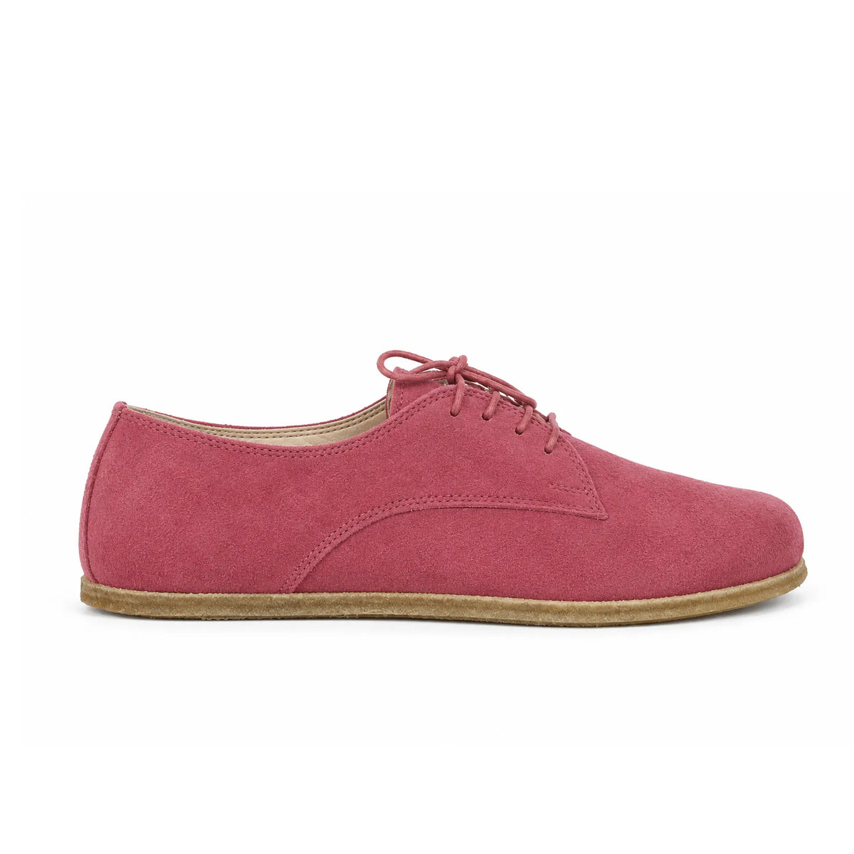 Suede Barefoot Oxford Shoes – Classic Sole — Leather Sole – Candy Pink