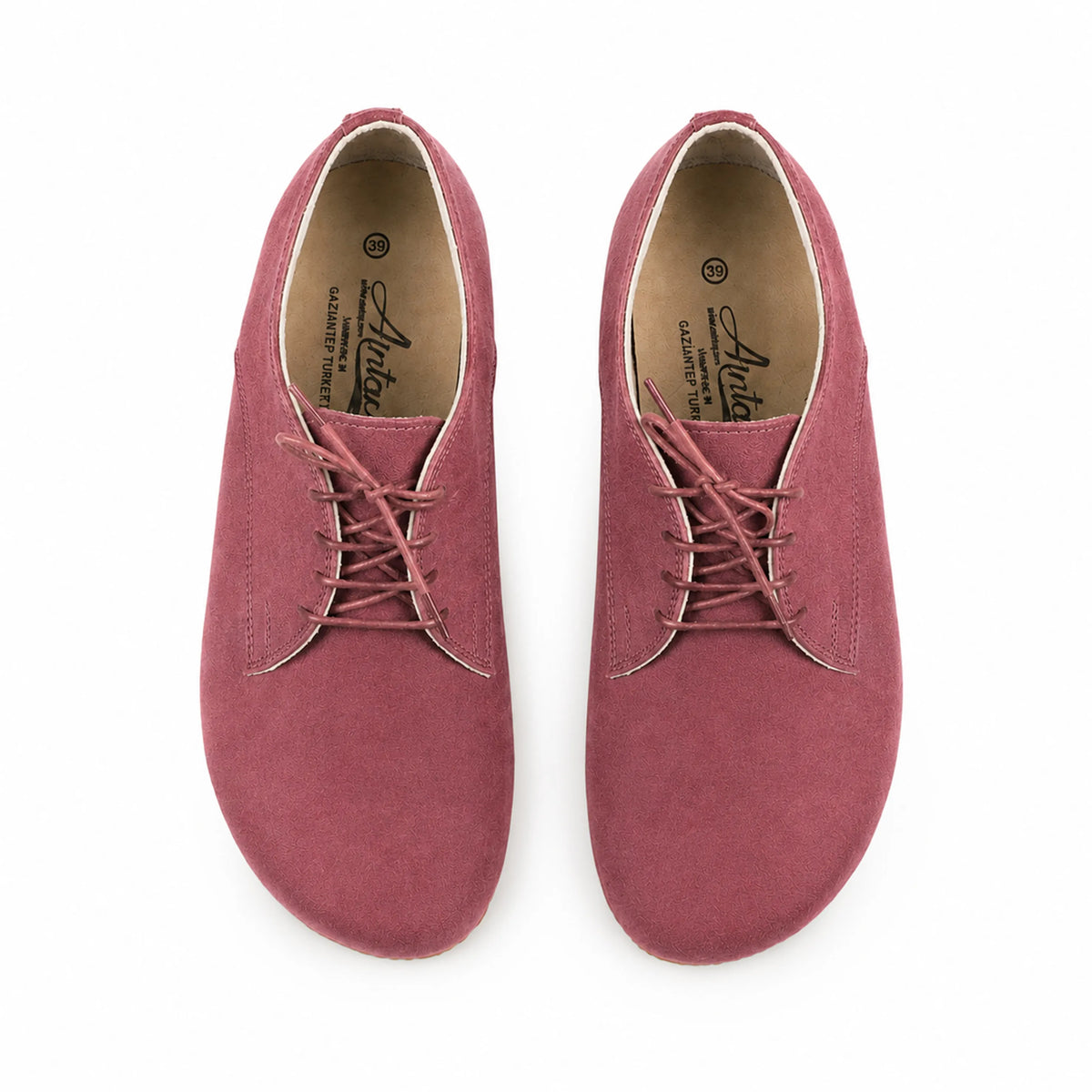 Suede Barefoot Oxford Shoes – Rubber Sole – Candy Pink