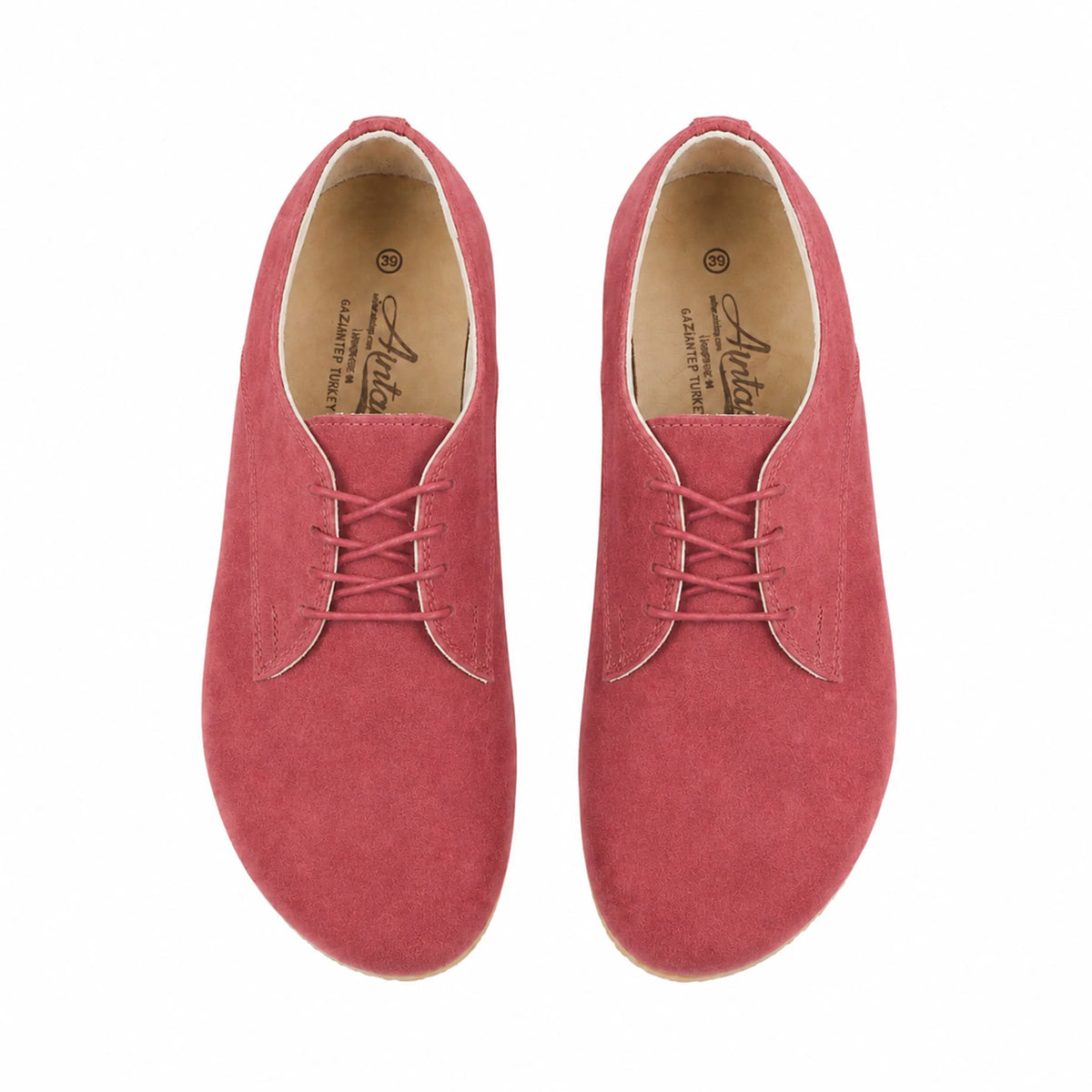 Suede Barefoot Oxford Shoes — Leather Sole – Candy Pink