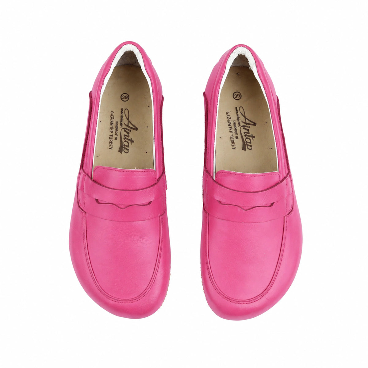 Smooth Barefoot Penny Loafer Shoes – Rubber Sole – Fuscia