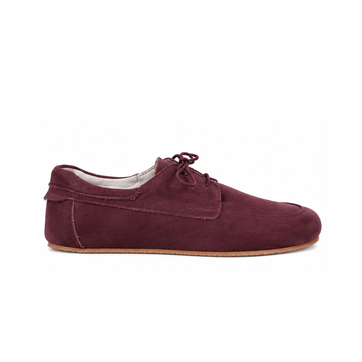 Nubuck Barefoot Laces Penny Loafer Shoes – Rubber Sole – Burgundy