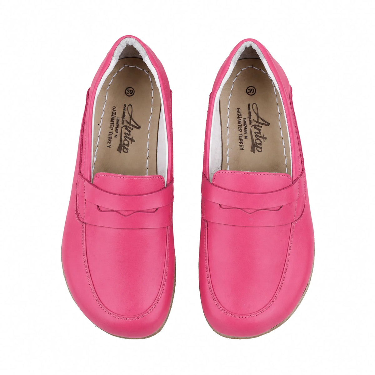 Smooth Barefoot Penny Loafer Shoes – Classic Sole — Leather Sole – Fuscia