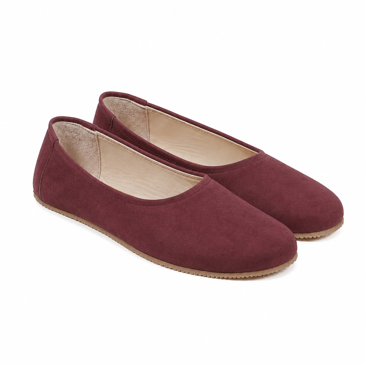 Nubuck Barefoot Ballet Shoes – Rubber Sole – Burgundy