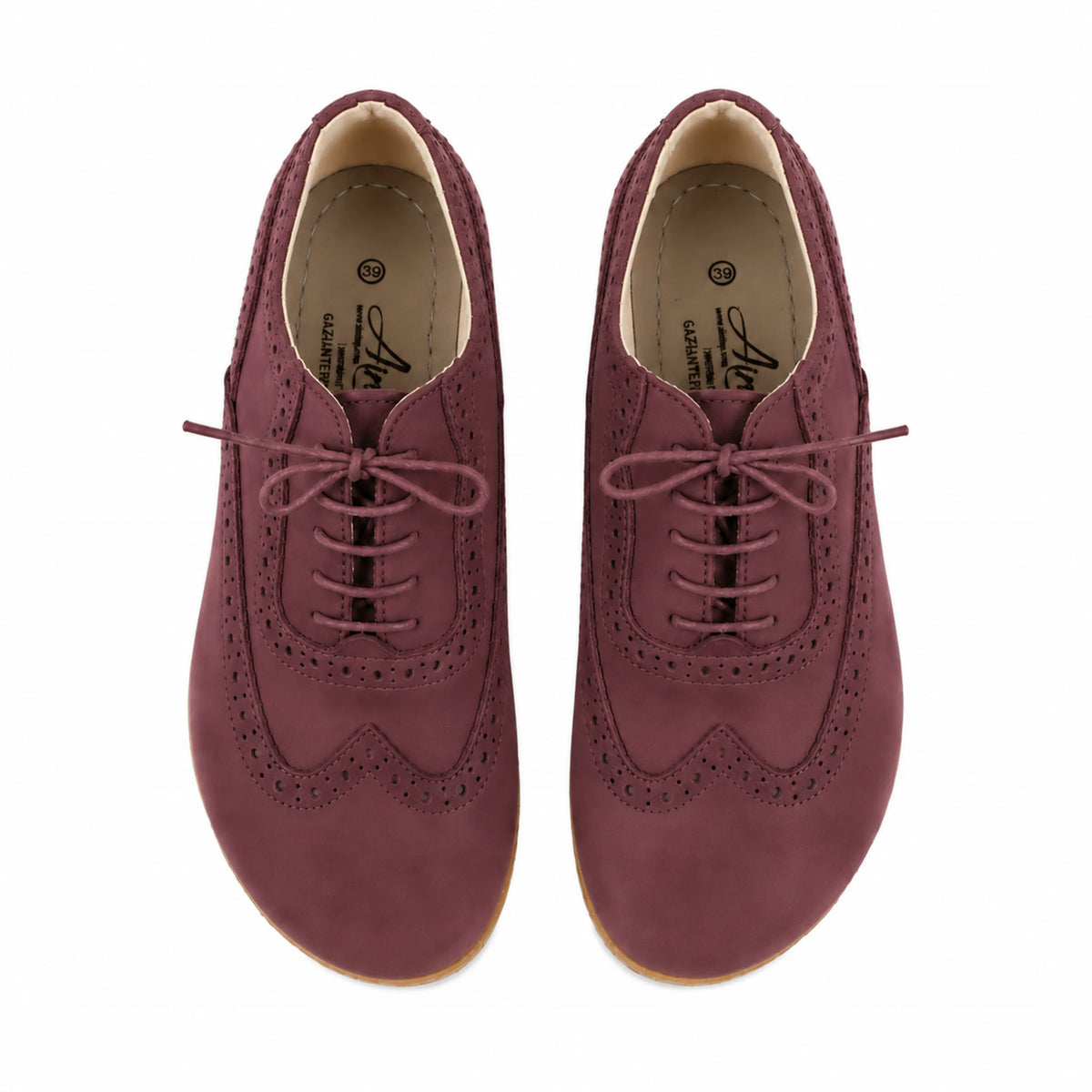 Nubuck Barefoot Moccasin Shoes – Classic Sole — Leather Sole – Burgundy