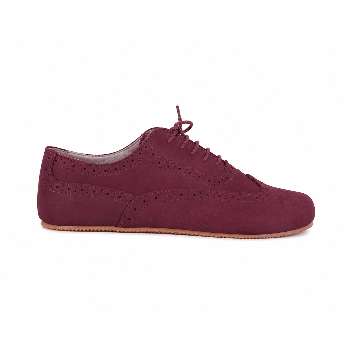 Nubuck Barefoot Moccasin Shoes – Rubber Sole – Burgundy