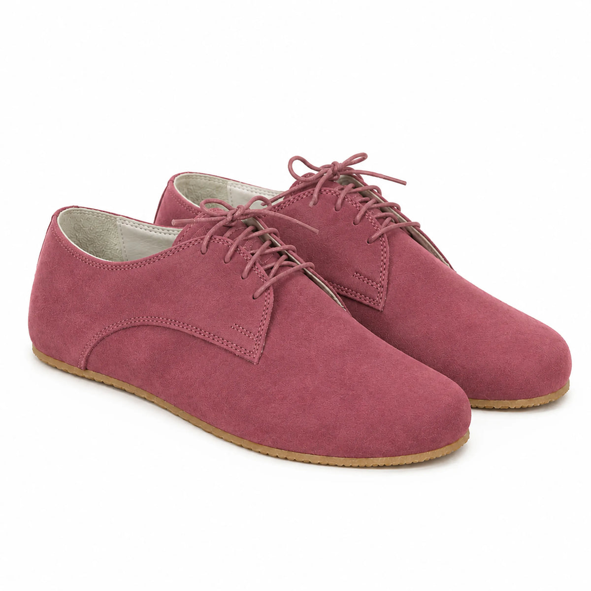 Suede Barefoot Oxford Shoes – Rubber Sole – Candy Pink