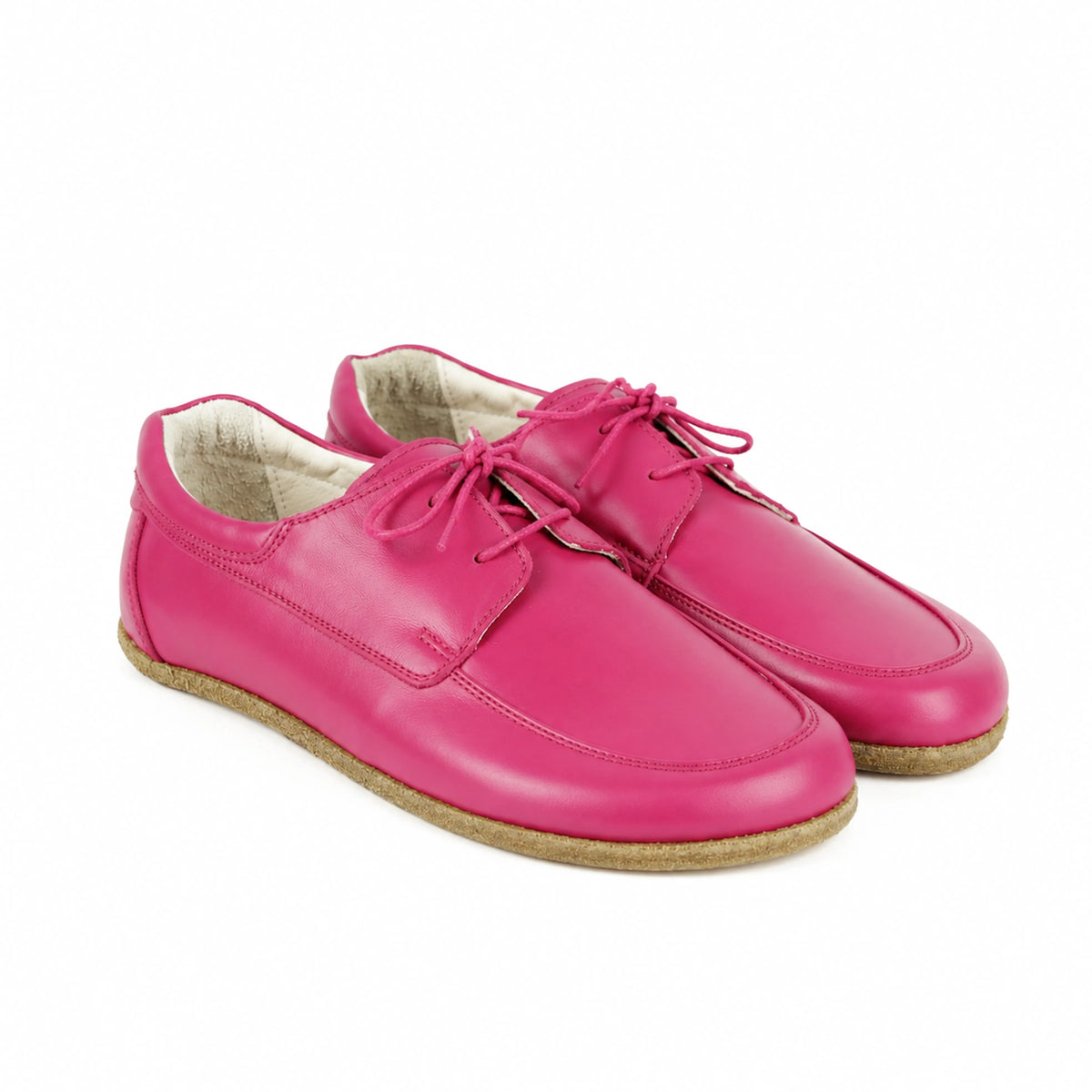 Smooth Barefoot Laces Penny Loafer Shoes – Classic Sole — Leather Sole – Fuscia