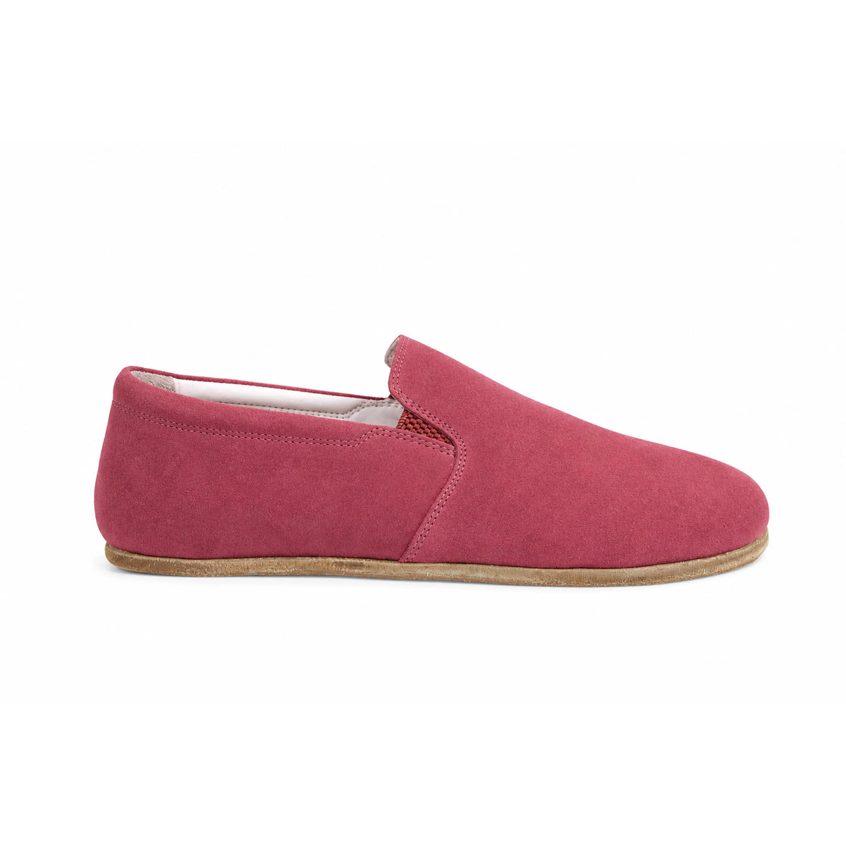 Suede Barefoot Slip-On Shoes – Classic Sole — Leather Sole – Candy Pink
