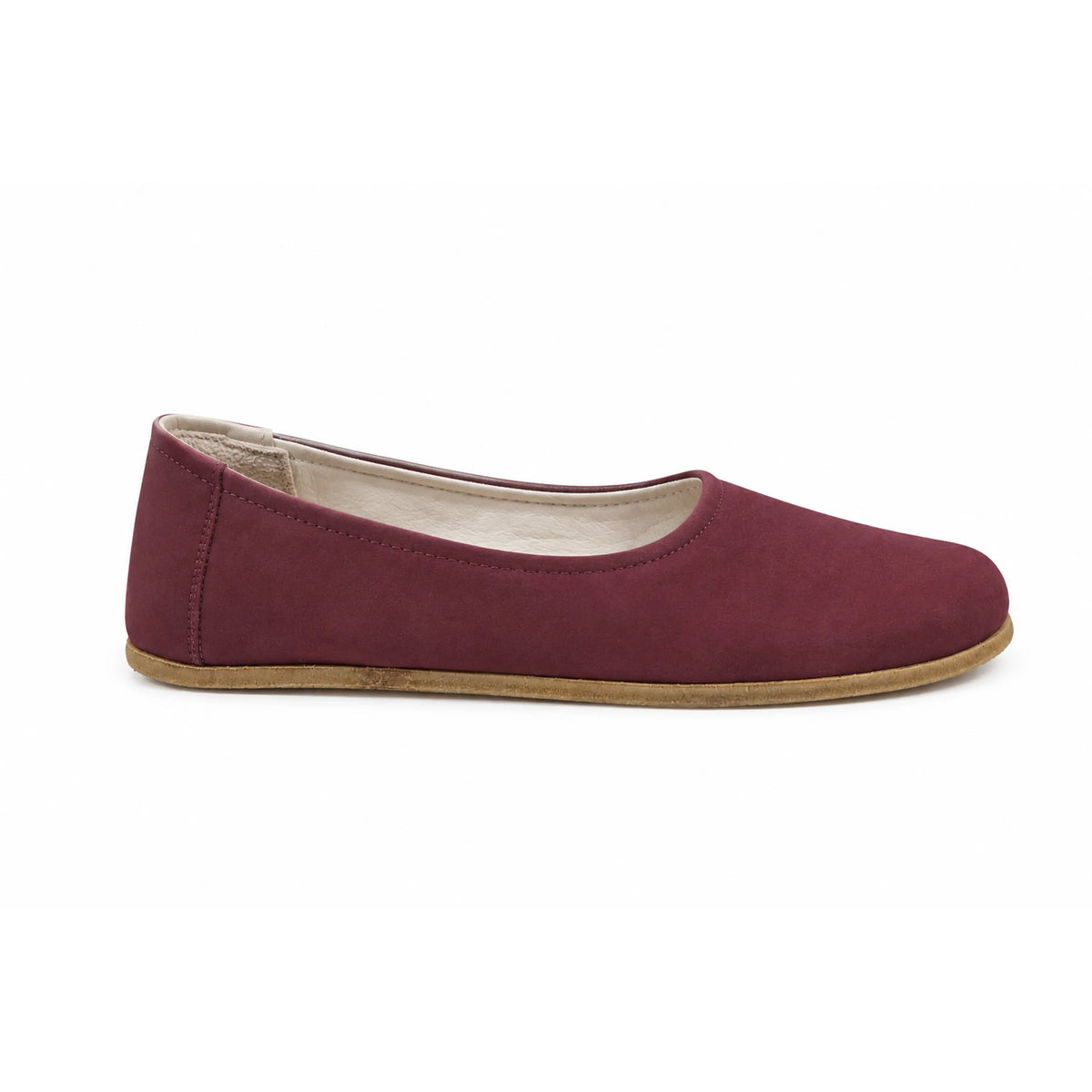 Nubuck Barefoot Ballet Shoes – Classic Sole — Leather Sole – Burgundy