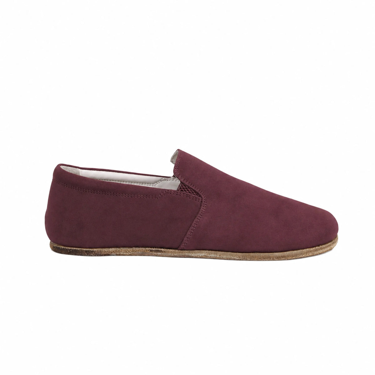 Nubuck Barefoot Slip-On Shoes – Classic Sole — Leather Sole – Burgundy