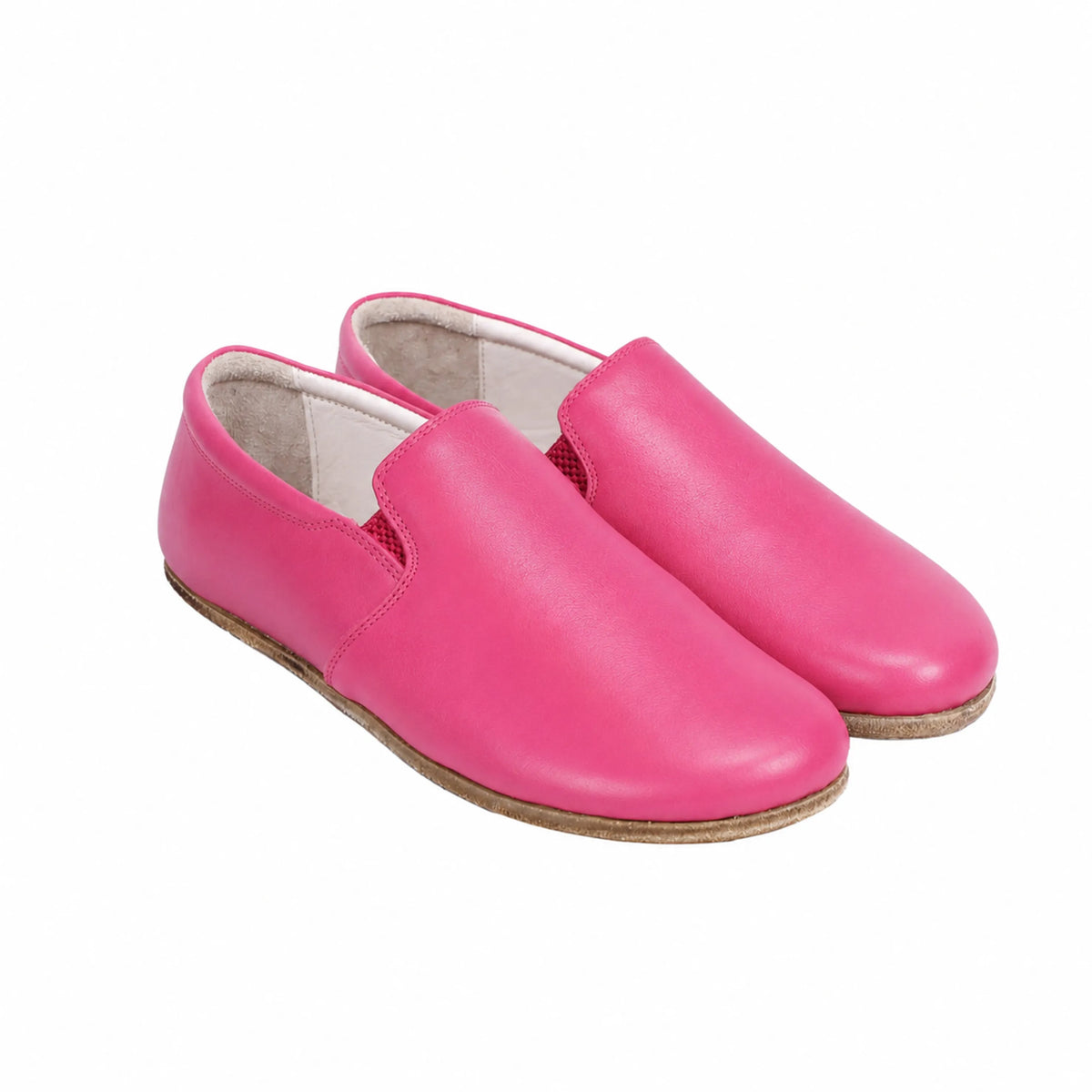 Smooth Barefoot Slip-On Shoes – Classic Sole — Leather Sole – Fuscia
