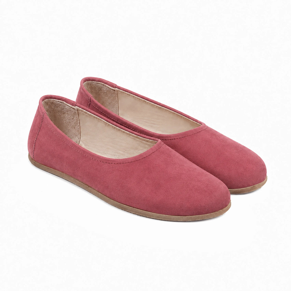 Suede Barefoot Ballet Shoes – Classic Sole — Leather Sole – Candy Pink