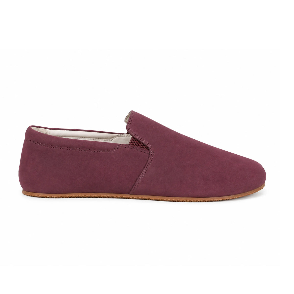Nubuck Barefoot Slip-On Shoes – Rubber Sole – Burgundy