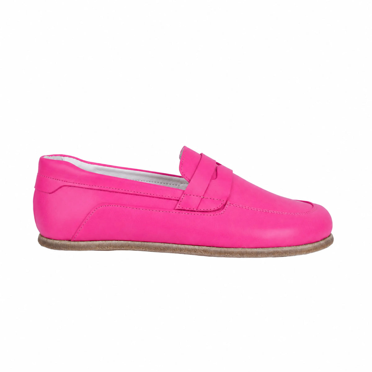 Smooth Barefoot Penny Loafer Shoes – Classic Sole — Leather Sole – Fuscia
