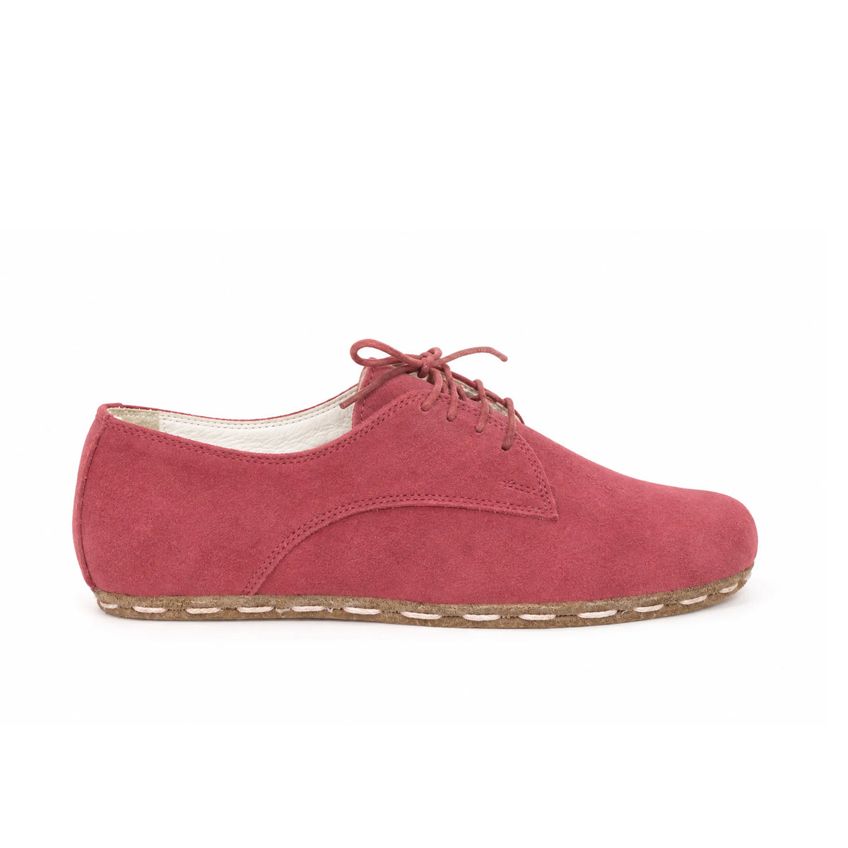 Suede Barefoot Oxford Shoes — Leather Sole – Candy Pink