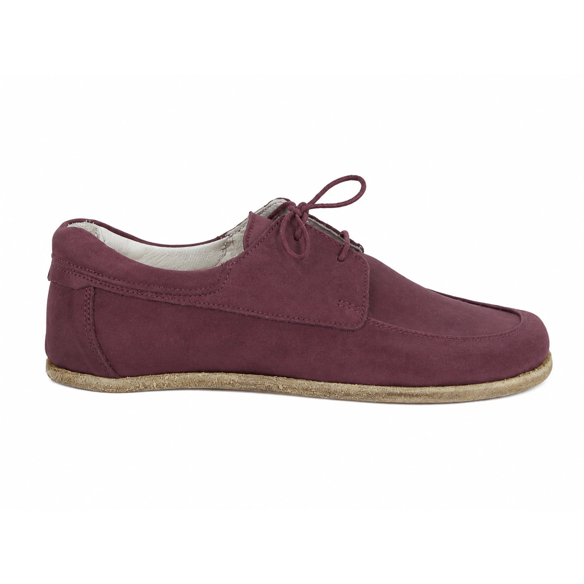Nubuck Barefoot Laces Penny Loafer Shoes – Classic Sole — Leather Sole – Burgundy