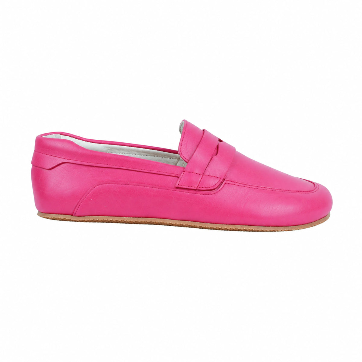 Smooth Barefoot Penny Loafer Shoes – Rubber Sole – Fuscia