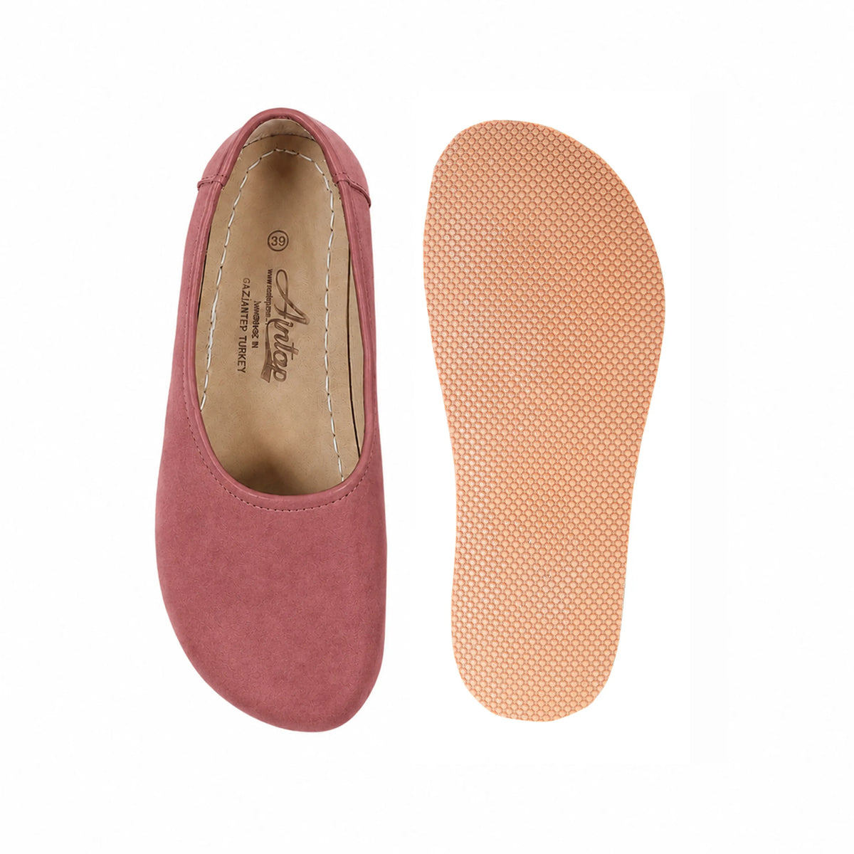 Suede Barefoot Ballet Shoes – Rubber Sole – Candy Pink