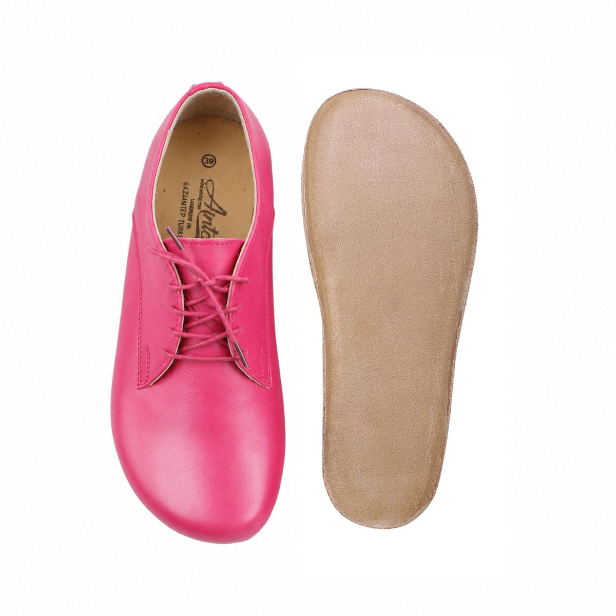 Smooth Barefoot Oxford Shoes – Classic Sole — Leather Sole – Fuscia