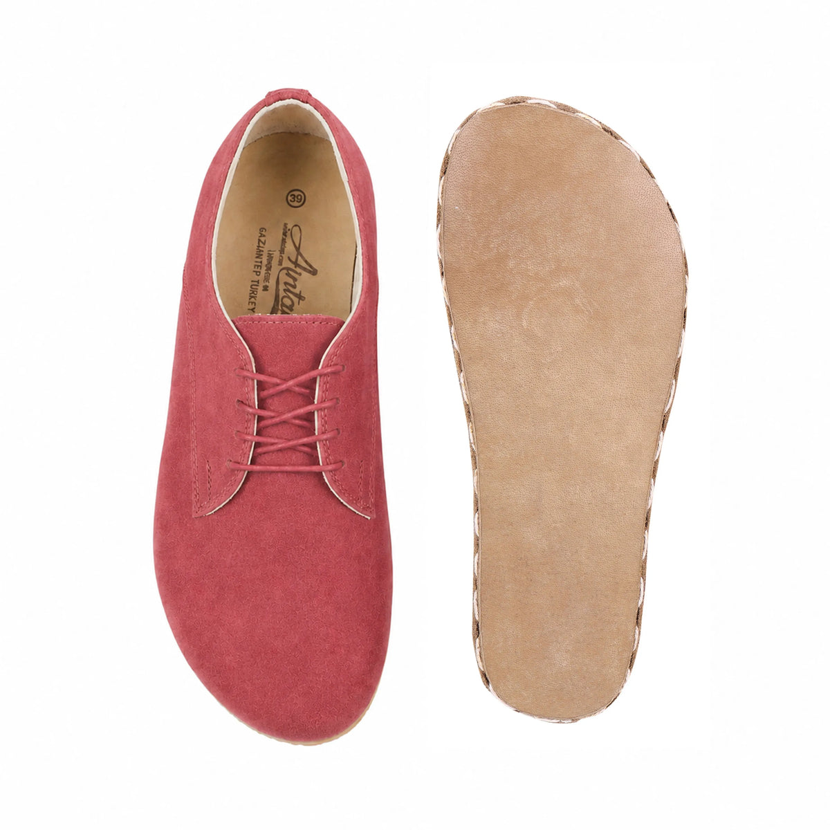 Suede Barefoot Oxford Shoes — Leather Sole – Candy Pink