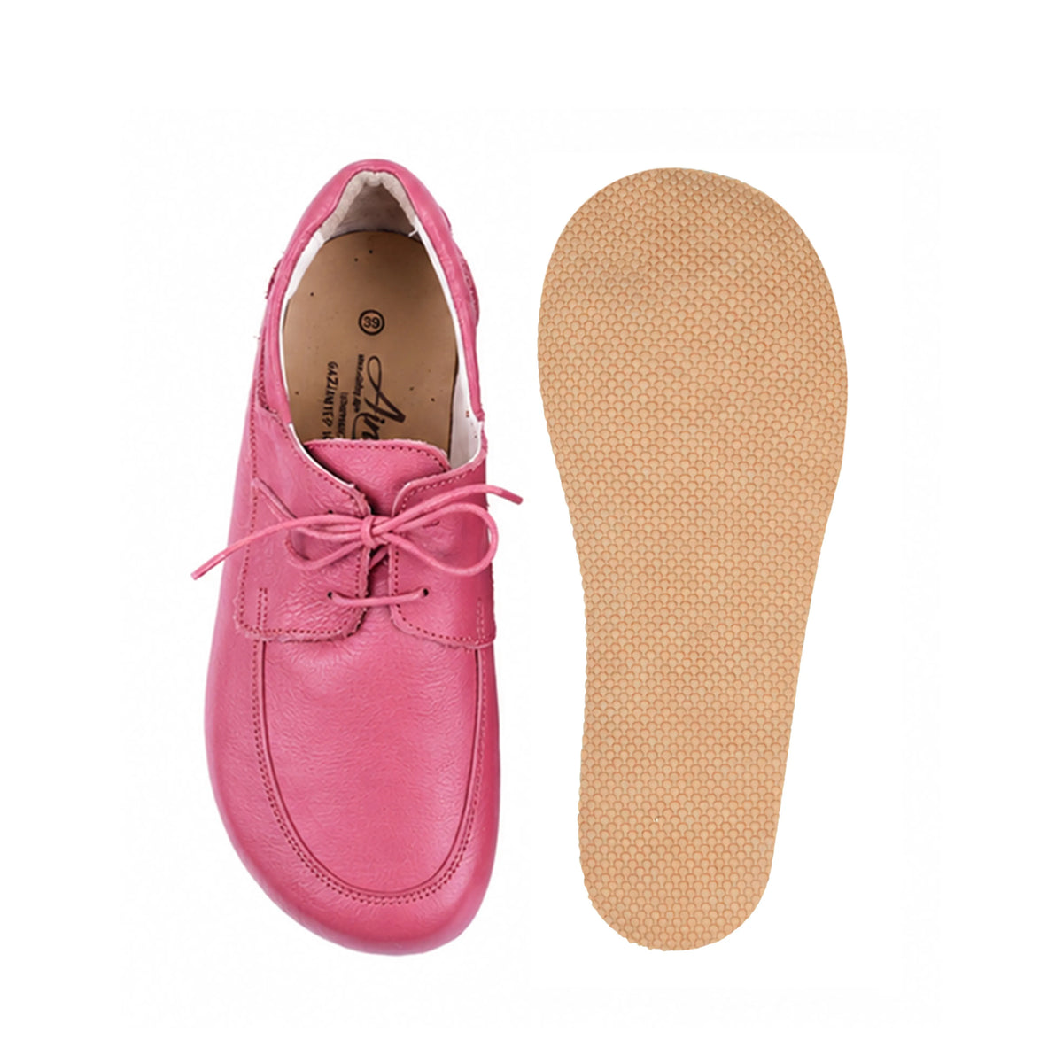 Smooth Barefoot Laces Penny Loafer Shoes – Rubber Sole – Fuscia