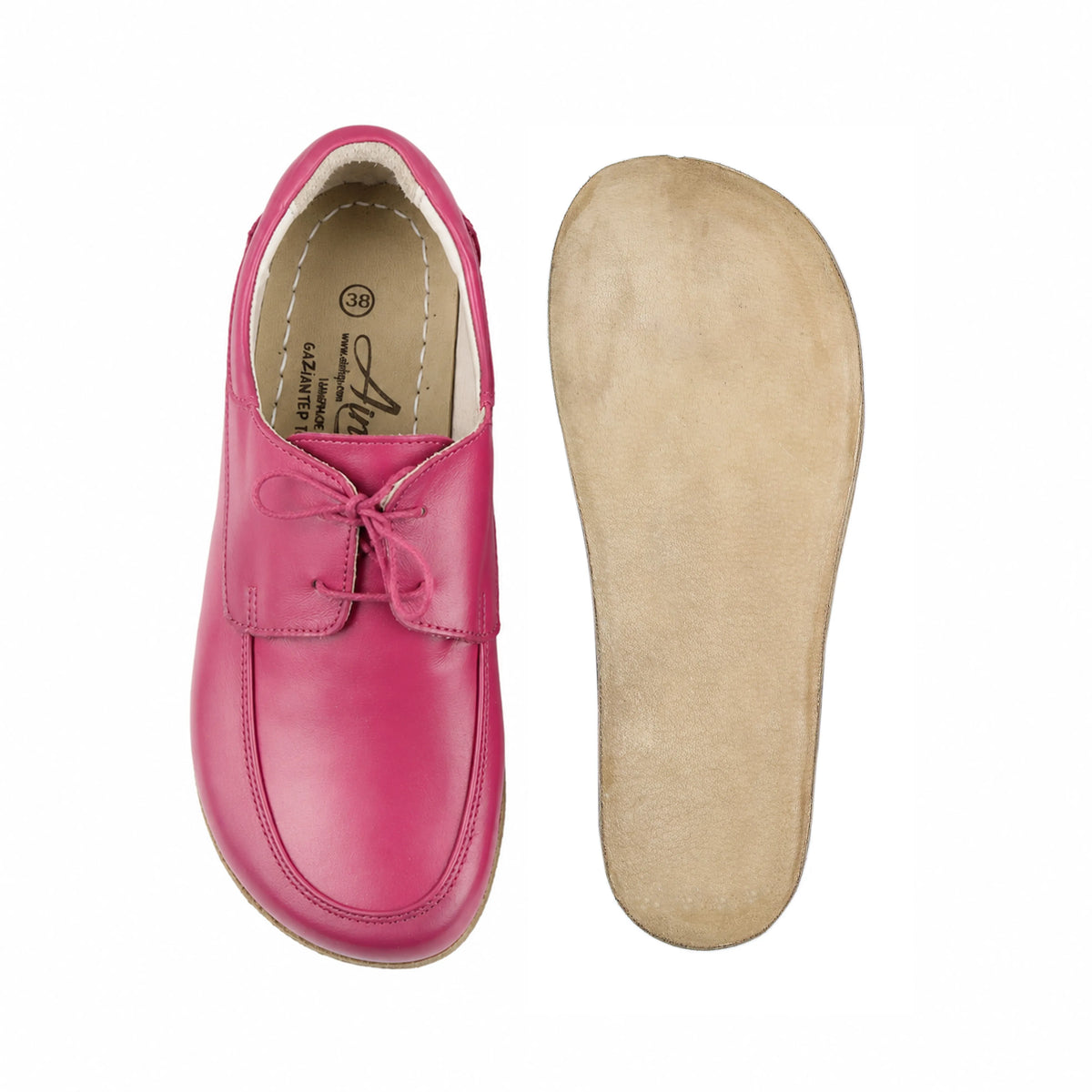 Smooth Barefoot Laces Penny Loafer Shoes – Classic Sole — Leather Sole – Fuscia