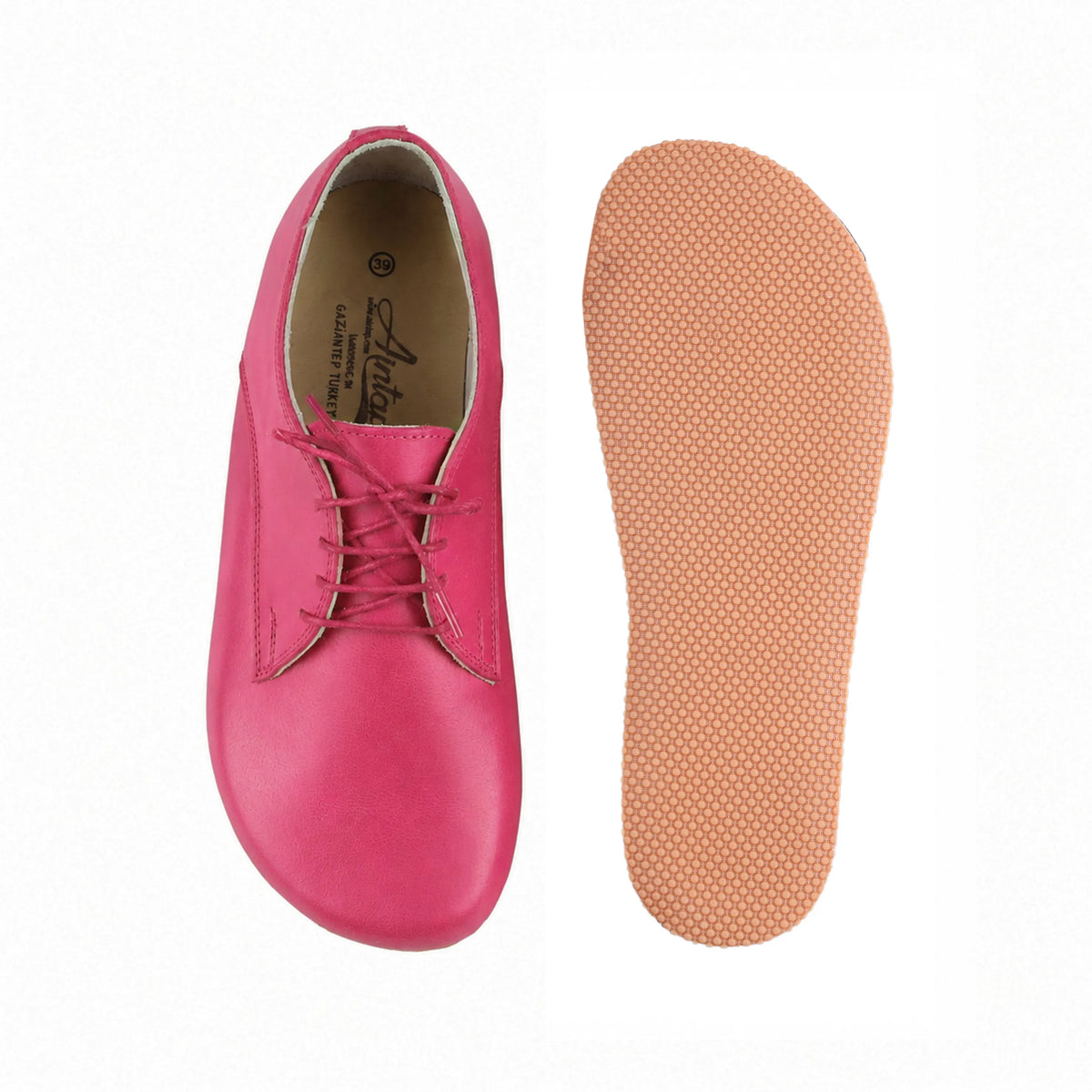 Smooth Barefoot Oxford Shoes – Rubber Sole – Fuscia