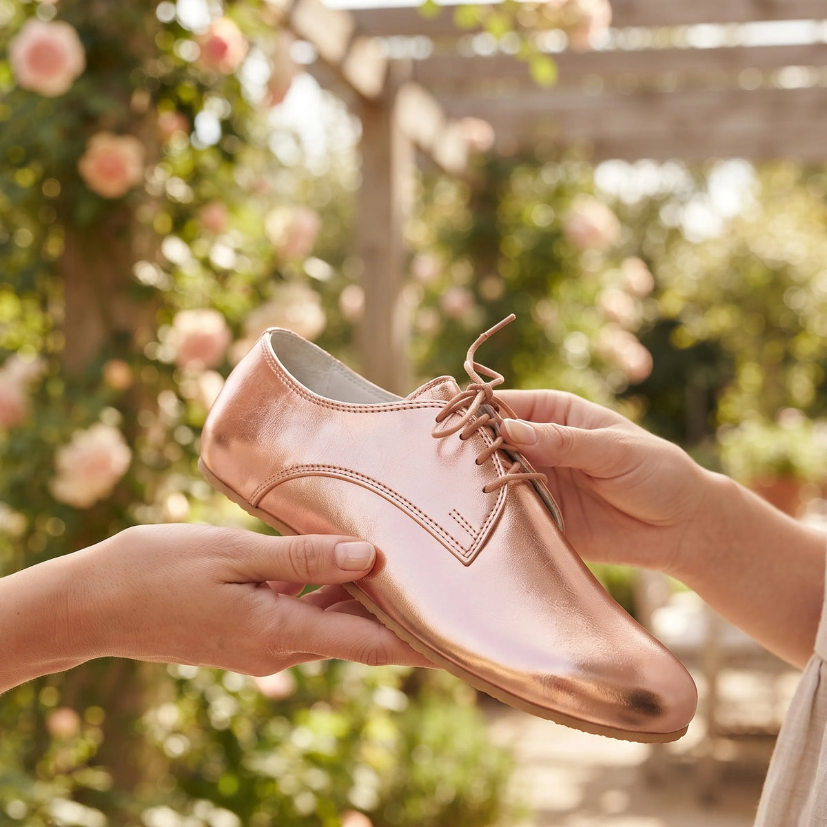Bright Barefoot Oxford Shoes – Rubber Sole – Rose Gold