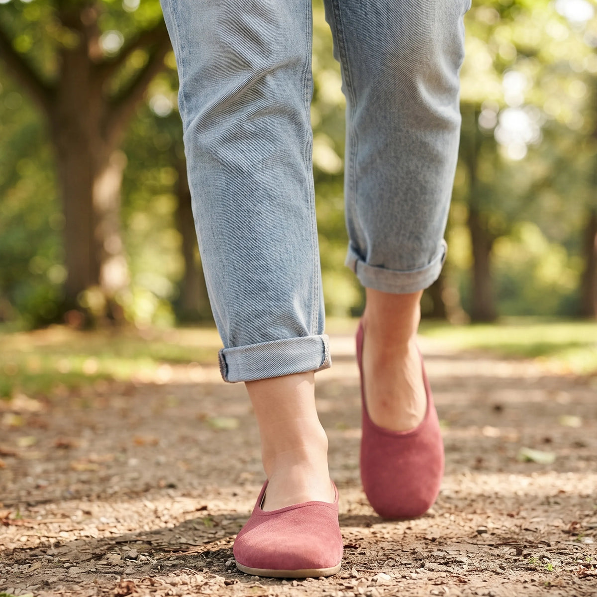 Suede Barefoot Ballet Shoes – Classic Sole — Leather Sole – Candy Pink