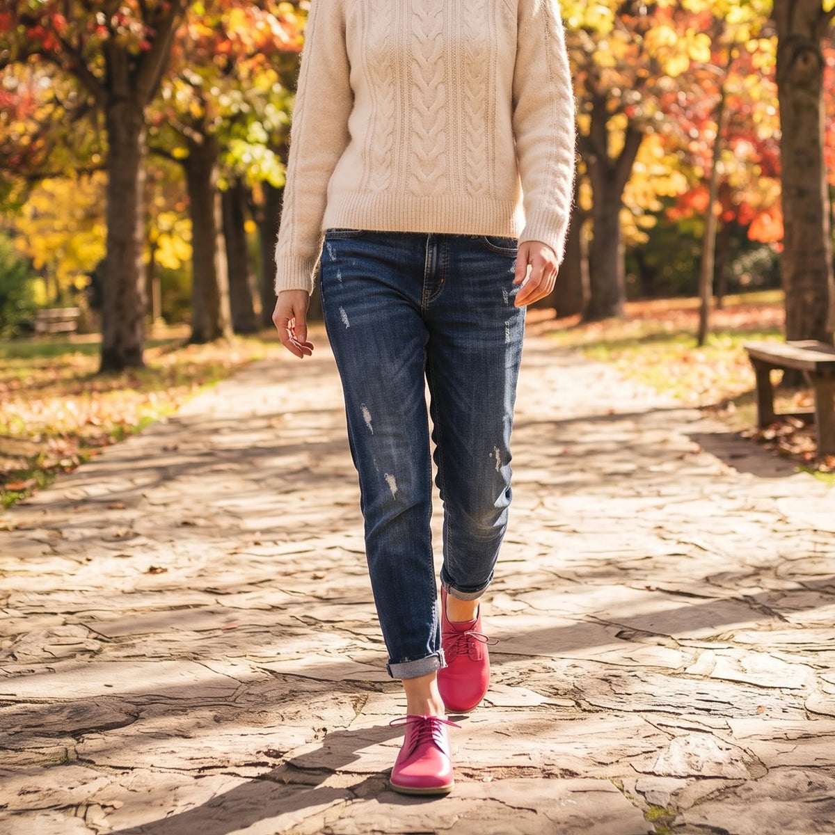 Smooth Barefoot Oxford Shoes — Leather Sole – Fuscia