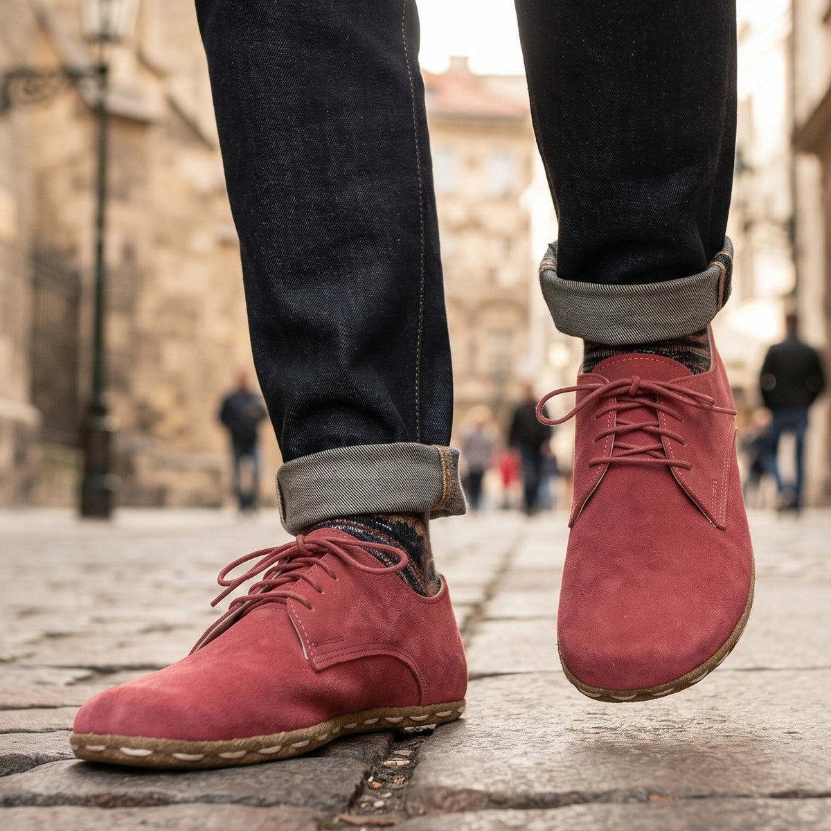 Suede Barefoot Oxford Shoes — Leather Sole – Candy Pink