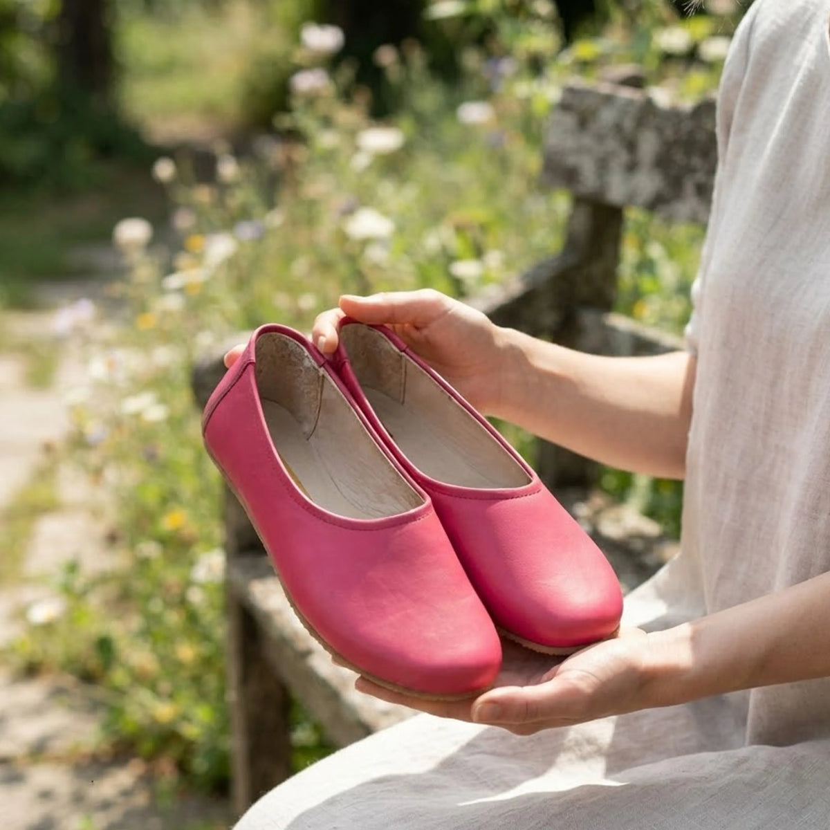 Smooth Barefoot Ballet Shoes – Rubber Sole – Fuscia
