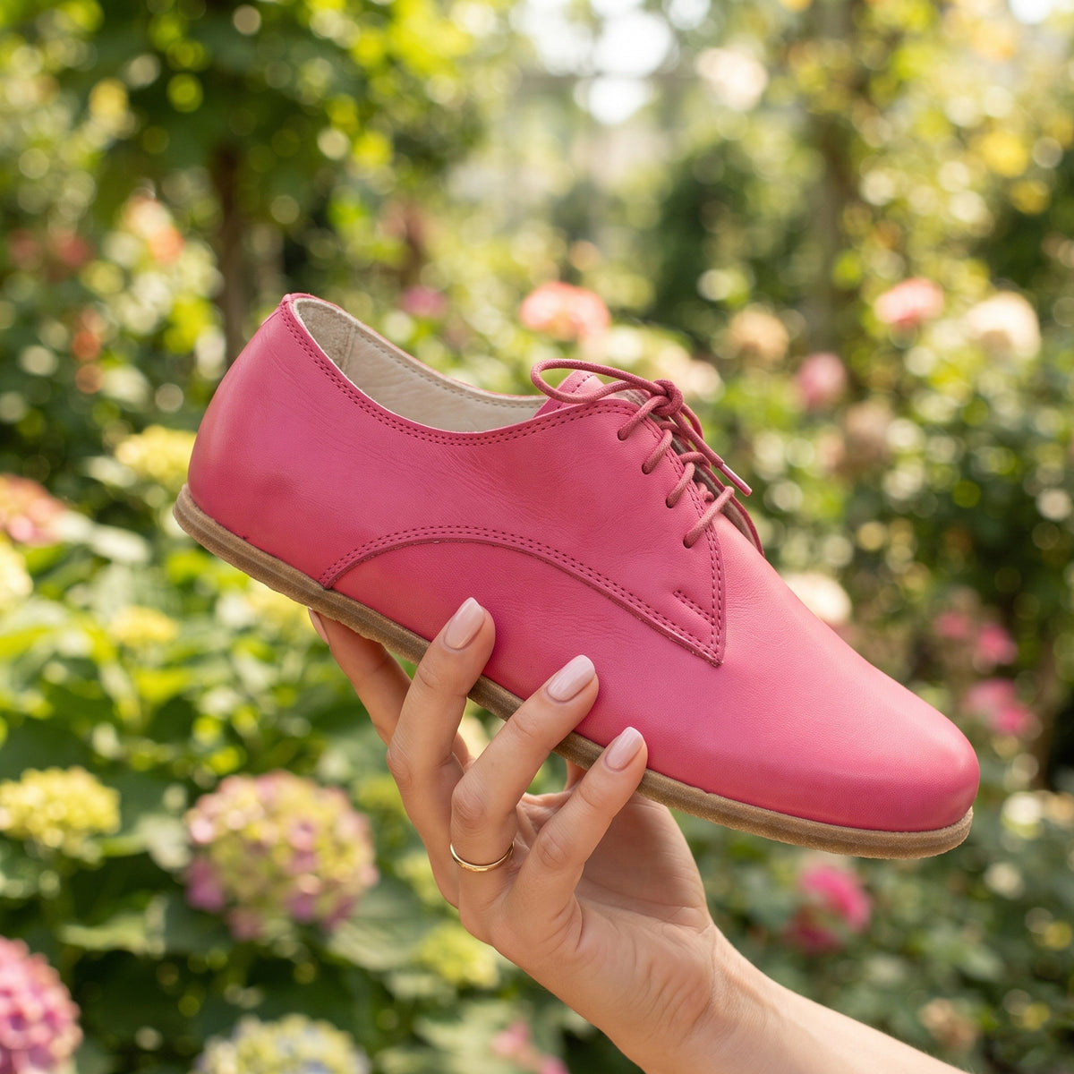 Smooth Barefoot Oxford Shoes – Classic Sole — Leather Sole – Fuscia