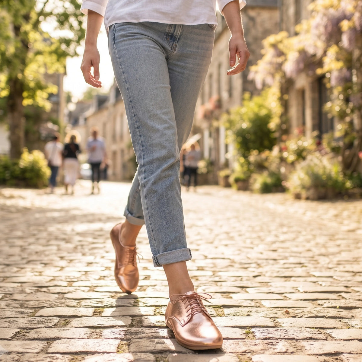 Bright Barefoot Oxford Shoes – Rubber Sole – Rose Gold